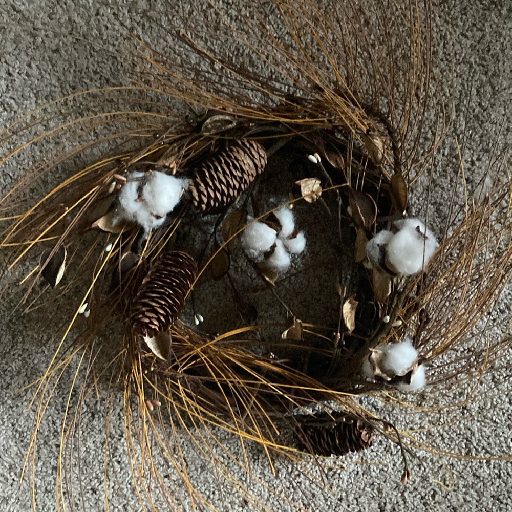 Fall wreath, cotton wreath, Grapevine wreath for autumn